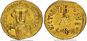 Constans II Pogonatus (AD 641-668). AV solidus (20mm, 4.43 gm, 6h). NGC MS 4/5 - 3/5, clipped. Constantinople, 9th officina. d N CONStAN-tINЧS PP AV, ...