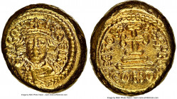 Constans II Pogonatus (AD 641-668). AV solidus (11mm, 4.43 gm, 6h). NGC AU 5/5 - 5/5. Carthage, Indictional Year 2 (AD 643/4). D N CON-STAtIN B, bust ...
