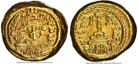 Constans II Pogonatus (AD 641-668). AV solidus (11mm, 4.48 gm, 6h). NGC AU 4/5 - 4/5. Carthage, dated Indictional Year 3 (AD 644/5). D N CONSTA-NTINO ...