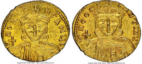 Leo III the Isaurian (AD 717-741), and Constantine V. AV solidus (19mm, 3.94 gm, 6h). NGC MS 3/5 - 4/5. Constantinople, 7=10th officina, AD 737-741. c...