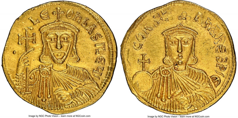 Leo V the Armenian (AD 813-820), and Constantine. AV solidus (21mm, 4.38 gm, 6h)...