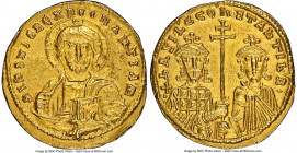 Basil II Bulgaroctonos (AD 976-1025), and Constantine VIII. AV histamenon nomisma (21mm, 4.40 gm, 7h). NGC Choice AU 5/5 - 3/5. Constantinople, AD 978...