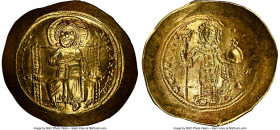 Constantine X Ducas (AD 1059-1067). AV histamenon nomisma (26mm, 4.42 gm, 6h). NGC Choice AU 5/5 - 5/5. Constantinople. +IhS XIS RЄX-RЄϚNANThIm, Chris...