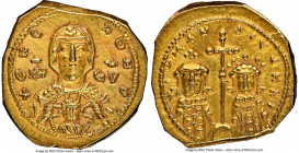 Romanus IV Diogenes (AD 1068-1071), and Eudocia. AV tetarteron nomisma (19mm, 4.03 gm, 6h). NGC Choice AU 5/5 - 4/5. Constantinople. + ΘKЄ-ROHΘ, half-...