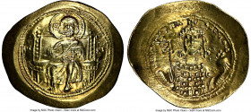 Michael VII Ducas (AD 1071-1078). AV/EL histamenon nomisma scyphate (28mm, 4.47 gm, 5h). NGC Choice AU, 4/5 - 3/5, light scratches. Constantinople. Ch...