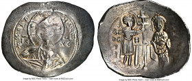 Alexius I Comnenus (AD 1081-1118). EL/AR histamenon nomisma (29mm, 4.39 gm, 6h). NGC XF 2/5 - 4/5. Thessalonica, ca. AD 1082-1087. Facing bust of Chri...