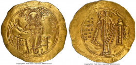 Alexius I Comnenus (AD 1081-1118). AV hyperpyron (30mm, 4.46 gm, 5h). NGC Choice AU 4/5 - 3/5, graffito. Constantinople, post-reform coinage, AD 1092-...