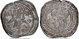John VIII Palaeologus (AD 1421/5-1448). AR stavraton (23mm, 6.67 gm, 2h). NGC AU 3/5 - 5/5, die shift. Constantinople. Bust of Christ facing, wearing ...