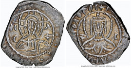 John VIII Palaeologus (AD 1421/5-1448). AR half-stavraton or quarter-hyperpyron (20mm, 3.61 gm, 6h). NGC Choice AU 4/5 - 5/5. Constantinople. Bust of ...