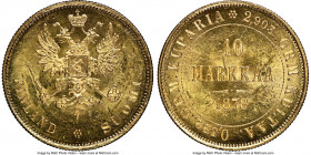 Russian Duchy. Alexander II gold 10 Markkaa 1878-S MS63+ NGC, Helsinki mint, KM8.1. Abundantly flashy and displaying only superficial, grade-defining ...