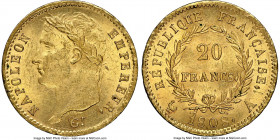 Napoleon gold 20 Francs 1808-A MS63 NGC, Paris mint, KM687.1, Gad-1024. Bathed in silky, glowing luster and handled with sufficient care to produce a ...