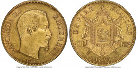 Napoleon III gold 100 Francs 1855-A UNC Details (Obverse Cleaned) NGC, Paris mint, KM786.1. Mintage: 51,000. Dressed in a light honeyed patina, the cu...
