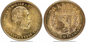 Oscar II gold 20 Kroner (5 Speciedaler)1876 MS64 NGC, Kongsberg mint, KM355. Exhibiting flashy golden luster, with only a hint of excess friction prec...