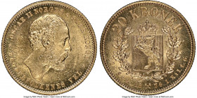 Oscar II gold 20 Kroner (5 Speciedaler) 1876 MS64 NGC, Kongsberg mint, KM355. Flashy and well-struck with only minor instances of friction in the fiel...