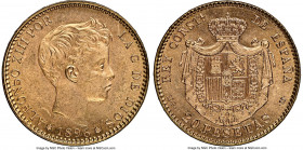 Alfonso XIII gold Restrike 20 Pesetas 1896(62) MP-M MS66 NGC, Madrid mint, KM709, Fr-348. Official restrike issue, produced from original dies in 1962...