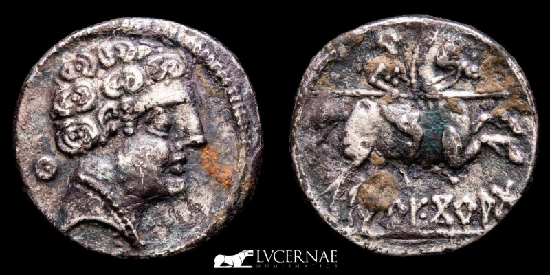 Hispania Romana - Arecoratas (actual Agreda, Soria) denario forrado (3,59 g. 18 ...