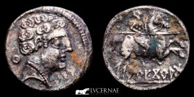 Hispania Arecoratas  Fourrée Denarius 3.59 g., 18 mm. Ecualacos  S. II BC Very fine