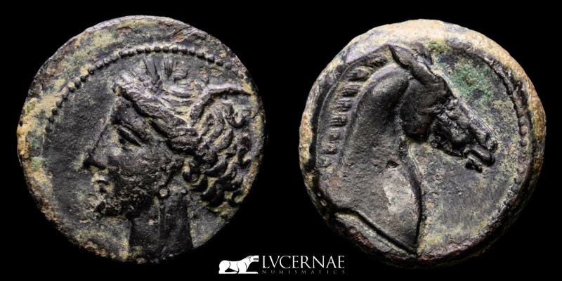 Ancient Hispania - Carthage, Zeugitana, 300-264 B.C. Æ Bronze Unit (4,60 g. 18 m...
