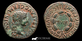 Bilbilis. Time of Caligula. Æ Bronze As 10.60 g. 29 mm. Calatayud Zaragoza 37-41 A.D. nEF / Near Extermely Fine