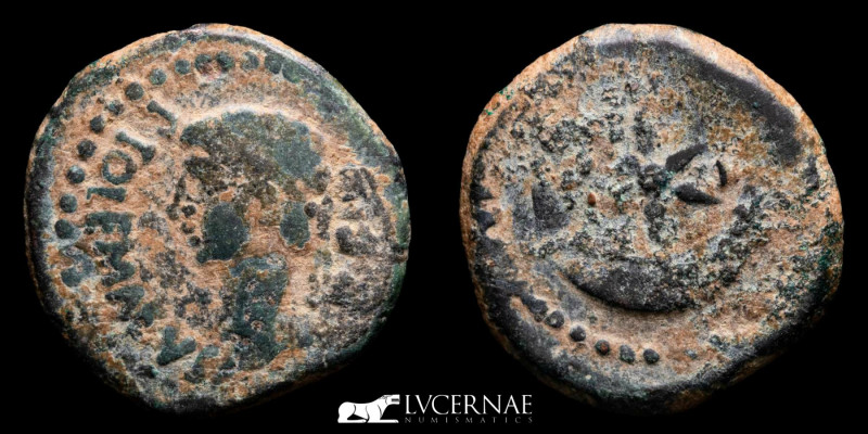KINGS of MAURETANIA. Ptolemy. (AD 24-40.)
Æ Quarter Unit (3.18 g. 18 mm.). Caesa...