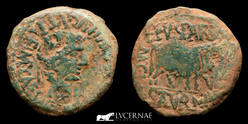 Roman Spain - Tiberius (14-37 A.D.) 
Bronze as (10.42 g. 26 mm.) minted in Calag...