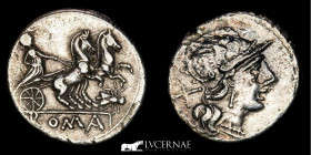 Roman Republic anonymous Silver Denarius 3,44 g 18 mm Rome 179-170 BC Good very fine (MBC)