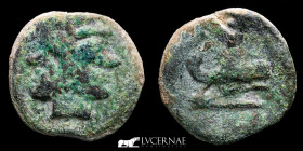 Imitative Janus Bronze Cast Cast As 21.90 g. 34 mm. Hispain 100 BC. Very fine (MBC)