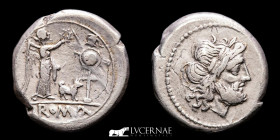 Anonymous, Dog Series Silver Victoriatus 3.12 g. 18 mm. Rome 206-195 B.C. Good very fine (MBC)