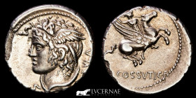 L Cossutius Cf Sabula Silver Denarius 3.83 g 18 mm Rome 72 B.C. EF