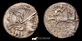 Roman Republic L Saufeius Silver Denarius 3.89 g. 17 mm. Rome 152 BC AU (About Uncirculated)
