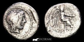 M. Porcius Cato Silver Quinarius 1,80 g. 15 mm. Rome 89 B.C. Fine (BC+)