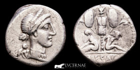 Julius Caesar Silver Denarius 3.52 g. 18 mm. Hispania 46-45 B.C. Uncirculated / extremely fine
