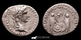 Augustus 27 BC-14 AD Silver Denarius 3.63 g. 19 mm. Lugdunum 2 B.C.- 4 A.D Good Very Fine