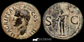 Agrippa (grandfather of Caligula) Bronze As 10,70 g., 29 mm. Rome +12 A.D. Good very fine