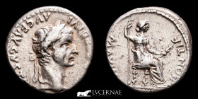 Tiberius Silver AR denarius 3,77 g, 17 mm. Lugdunum 14-37 A.D. Mint state