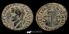 Tiberius (14-37 A.D.) Bronze As 11,28 g., 29 mm. Rome 36-37 A.D. Good very fine