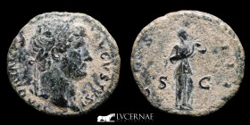 Hadrian Bronze As 9.36 g., 27 mm. Rome 125-127 A.D. Good very fine