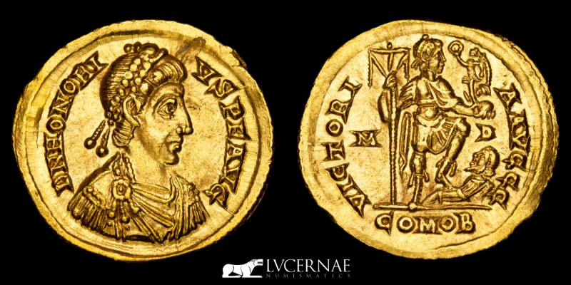 Roman Empire - Honorius (393-423 A.D). Gold solidus, (4,42 g 21 mm.) minted in M...