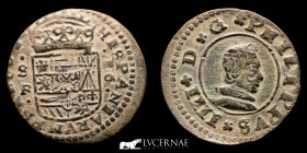Philip IV (1621 - 1665) Cooper 16 maravedís 4,82 g, 24 mm. Sevilla 1661 GVF