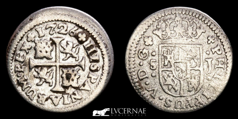 Spain - Philip V (1700-1746). Silver 1/2 real - 1726. Sevilla mint. Assayer J.

...