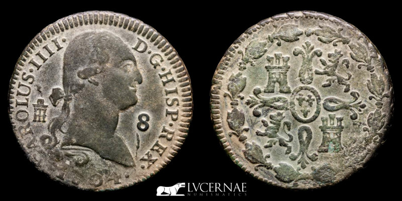 Spain - Charles IIII, 8 maravedis copper coin (12,07 g. 31 mm.) minted in Segovi...