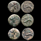 Lot comprising 3 Tiberius (Carteia) bronze coins. Rome III-IV centuries A.D. GVF