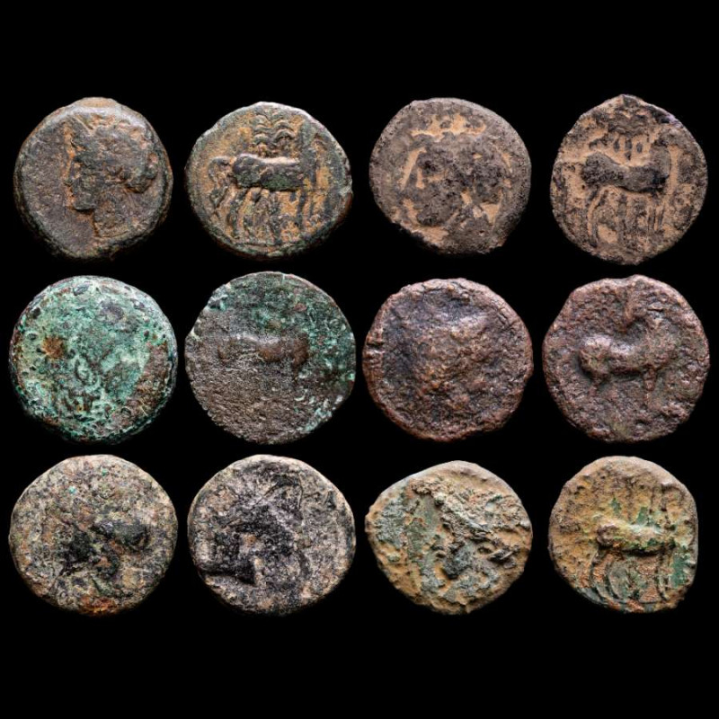 Roman Empire.

Lot of 6 Æ Carthaginian coins. 

Calcos and Half Calcos.

Lot sol...