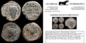 Lot comprising 2 Roman bronze coins. Augustus (Julia Traducta). GVF