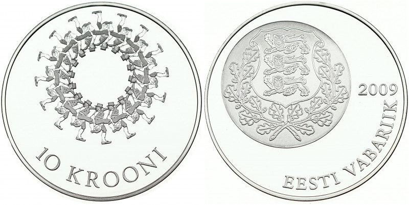 Estonia 10 Krooni 2009 Song and Dance Festival. Obverse: National Arms. Reverse:...