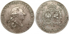 Latvia Courland 1 Thaler 1780 Mitau. Peter Biron(1769-1795). Obverse: Head right. Obverse Legend: D • G • PETRUS IN LIV • CURL • ET SEMGAL • DUX. Reve...