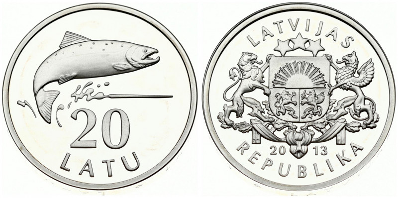 Latvia 20 Latu 2013 20th Anniversary of the return of Lats coinage. Obverse: Nat...