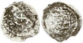 Lithuania 1/2 Grosz (1362-1394) Kiew mint. Vladimir Olgerdovich(1362-1394). Obverse: Duke's arms. Reverse: Russian legend around cross. Silver; 0.33g....
