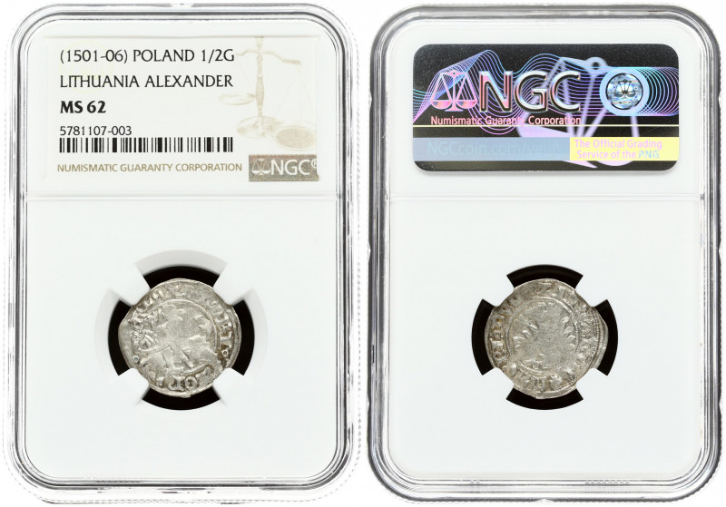 Lithuania 1/2 Grosz (1501-1506) Vilnius. Alexander Jagiellon (1492–1506) Coins u...
