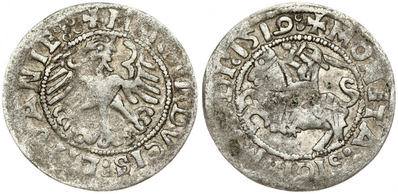 Lithuania 1/2 Grosz 1519 Vilnius. Sigismund I the Old (1506-1548). Obverse Lette...